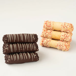 Cannoli tin! Classic, Swiss Chocolate-Encased Peanut Butter, Strawberry Crunch! Gluten-free options!