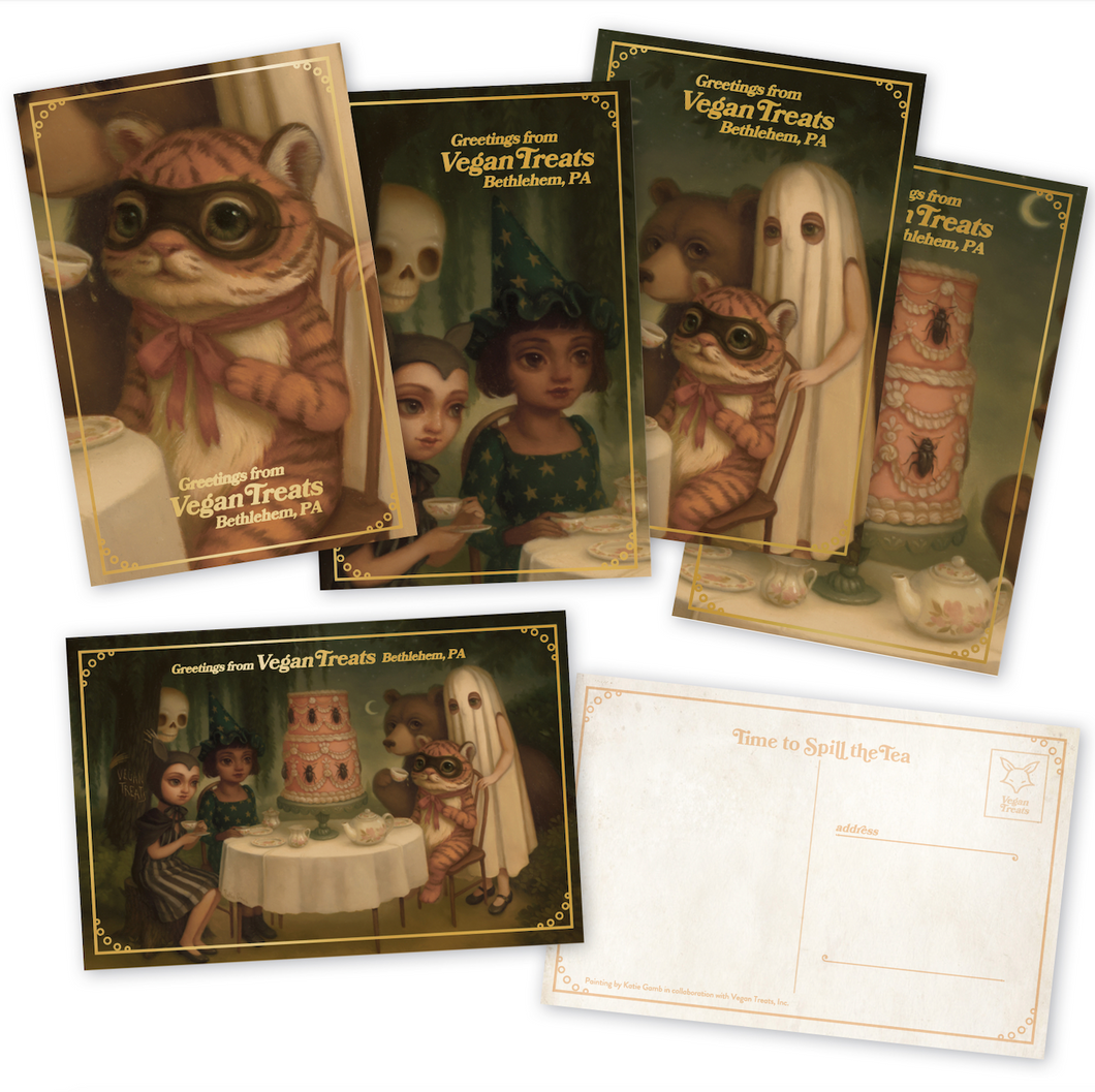 Tea Time Masquerade Postcard Set • Halloween 2025
