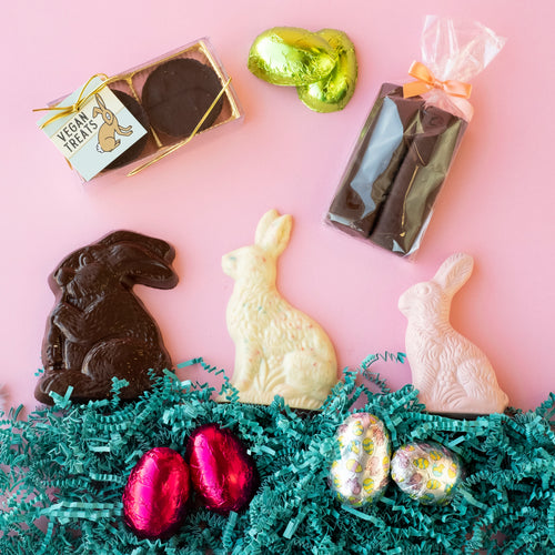 Lucky Bunny Variety Box- Veganbury Eggs! Pink Rabbit! Chocolates!