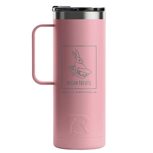 Road Trip Travel Mug- Vegan Treats Insulated Hot Tumbler - Dusty Rose - Spring 2025